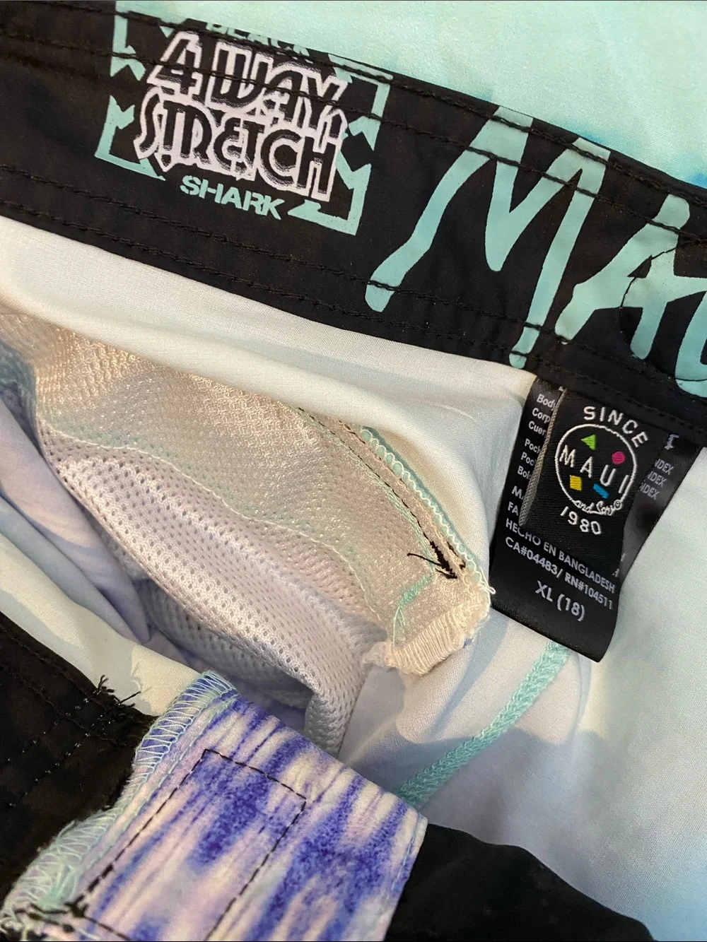 Maui and Sons Aqua & Indigo Tie-Dye Hybrid Board Shorts